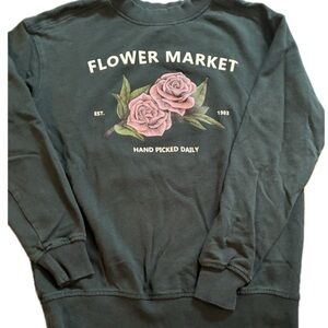 Goodfellow & Co Flower Market Dark Green Sweatshirt women’s small. 80’s vibe